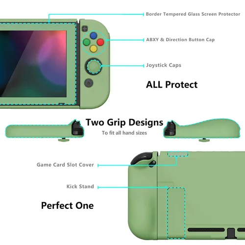 Vista 81 de PlayVital AlterGrips Ergonomic Grips Cover for Nintendo Switch, [2 Design] Interchangeable Comfort Dockable Protective Case with Screen Protector &
