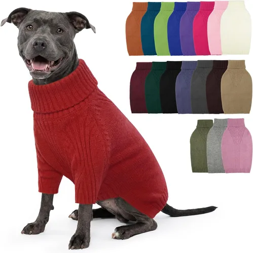 Vista 47 de IECOii Suéter de perro salchicha de cuello alto para perros pequeños, medianos y hembras, elástico y transpirable, abrigo de punto cálido, para Negro
