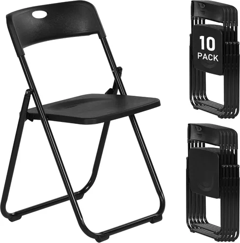 Vista 13 de Paquete de 6 sillas plegables de plástico negro, silla plegable Nuevo Negro