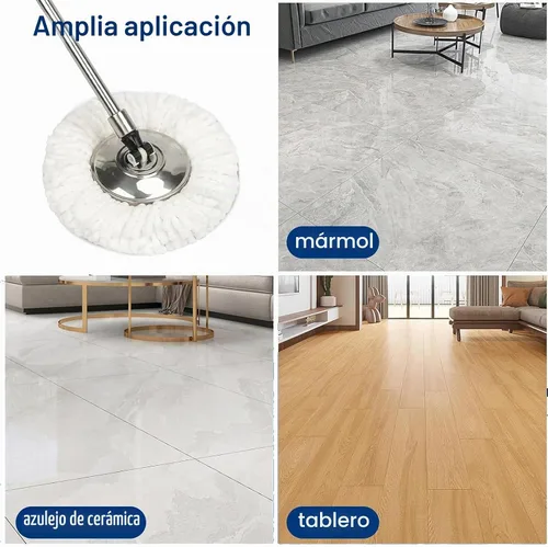 Vista 6 de Cabezal de repuesto para trapeador giratorio 360 con sistemas de juego de escurridor, repuestos de mopa giratoria de microfibra, fácil limpieza