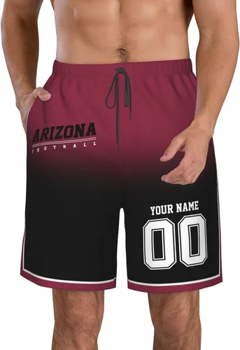 Vista 2 de Pantalones cortos de playa personalizados de fútbol para hombre, de secado rápido, personalizados con cualquier nombre y número, regalos