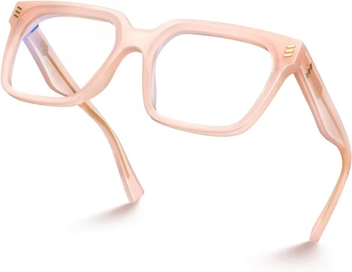 Vista 13 de VISOONE Chunky Rectangle Oversized Blue Light Blocking Computer Glasses Clear Lenses Cute Fake Large Frame Preppy Stylish Designer Fashion Screen