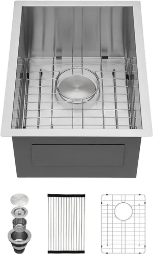 Vista 21 de Kichae Fregadero de Barra Bajo Montaje - Fregadero de Barra de Preparación de 12 x 15 Pulgadas de Acero Inoxidable Calibre 16 Fregadero de Cocina