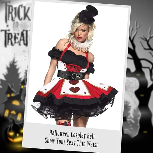 Vista 2 de JASGOOD Cinturón elástico ancho vintage de moda para mujer con hebilla entrelazada cinturón de Halloween
