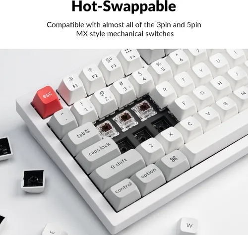 Vista 4 de Keychron Q6 Pro Teclado mecánico personalizado Bluetooth de tamaño completo para Mac Windows Linux, perilla programable QMKVIA de aluminio completo