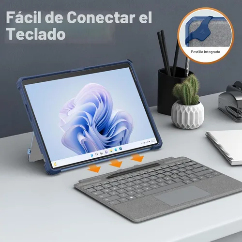Vista 6 de MoKo Funda para Microsoft Surface Pro 12th 2026, Surface Pro 11/10/9 de 13 Azul