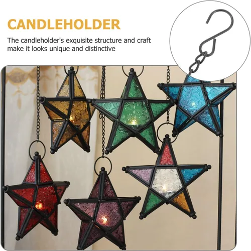 Vista 7 de VOSAREA Decoración para el hogar de interior Hierro Artesanía de vidrio Candleholder Colgante Tealight Vela Holoder