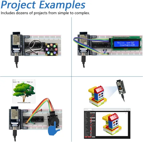 Vista 4 de Freenove ESP32 Kit Dev CAM Board Ultimate Starter Kit, Microcontrolador Dual Core 32-bit 240 MHz, Cámara integrada WiFi+BT, Tutorial de 795 páginas