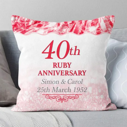 Vista 2 de Almohada cuadrada personalizada para esposo esposa de pareja amante, regalos únicos para aniversario, 40 aniversario, boda, aniversario, nombre