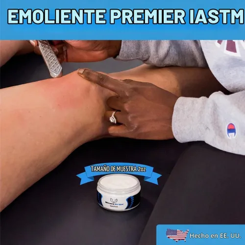 Vista 2 de Emoliente de masaje sin perfume, fórmula vegana a base de aceite con manteca de karité para técnicas IASTM y tejidos blandos, lubricación suave
