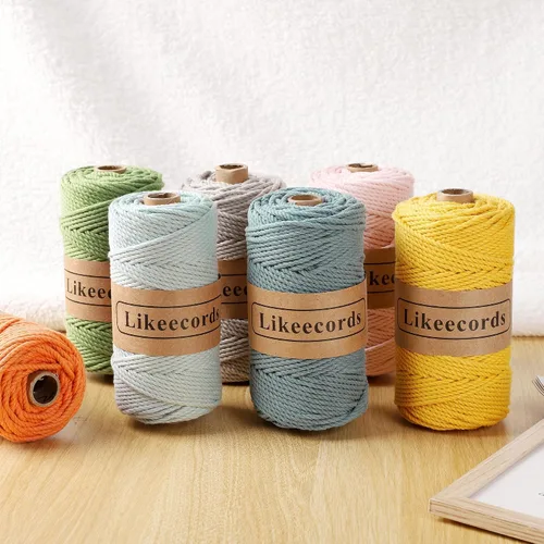 Vista 8 de Likeecords Cordón de algodón para macramé de 3mm x 100 metros, hilo torcido de 3 hebras, cuerda de macramé, hilo de algodón para macramé, cuerda
