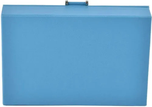 Vista 6 de Shop LC Caja de anillos azul turquesa organizador de joyas de piel sintética con cristal para anillo de exhibición, forro de deslustre
