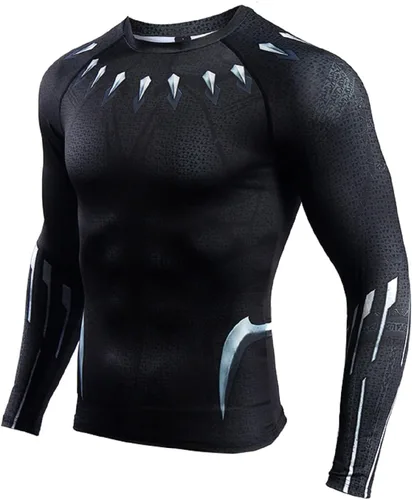 Vista 3 de OUIKOS Men's Compression Sport Fitness Shirt Super-Hero 3D Print Workout Quick-Drying T-Shirt