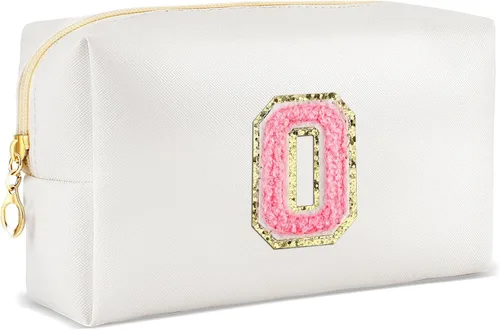 Vista 85 de URSKYTOUS Regalos para niñas, bolsa de maquillaje con inicial, bolsa de cosméticos personalizada con cremallera, bonita bolsa de aseo de viaje, Azul