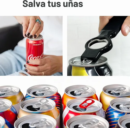 Vista 4 de Paquete de 2 abridores de latas de soda y abrebotellas de cerveza con mango de silicona de buen agarre, abridor de pestañas para uñas largas