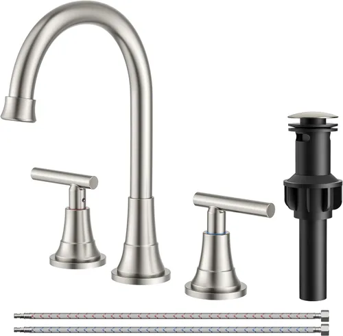 Vista 17 de FORIOUS Juego central de grifos de baño negros y dorados, grifo comercial Negro y dorado