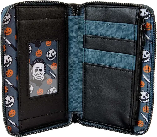 Vista 3 de Loungefly Halloween Brújula Internacional Michael Myers Máscara Zip Wallet Carteras de Halloween, Negro -, Bifold