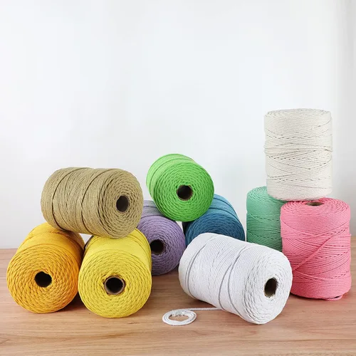 Vista 4 de Cordón de macramé de 0.157 in x 328 yardas Cuerda de macramé 100% algodón natural Cuerda de algodón trenzado de 4 hebras para manualidades, Beige