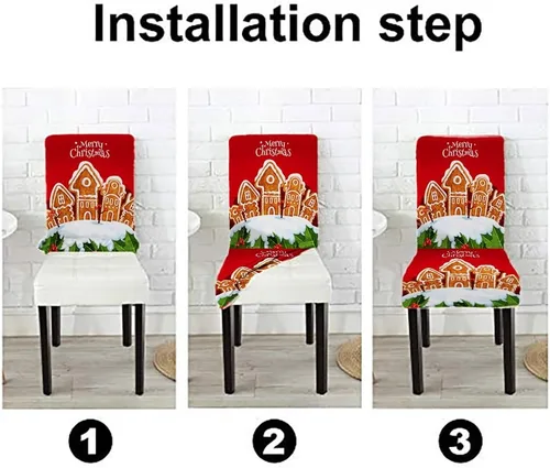 Vista 268 de CAPSCEOLL Christmas Dining Chair Covers,Snowflakes Festive Winter Pattern Stretch Chair Covers for Dining Room Set of 2 Washable Spandex Parson