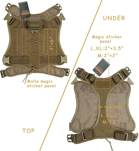 Vista 4 de Chaleco para perro de servicio táctico, excelente Elite Spanker. Chaleco para entrenar, cazar, con sistema Molle, de nylon, resistente al agua.