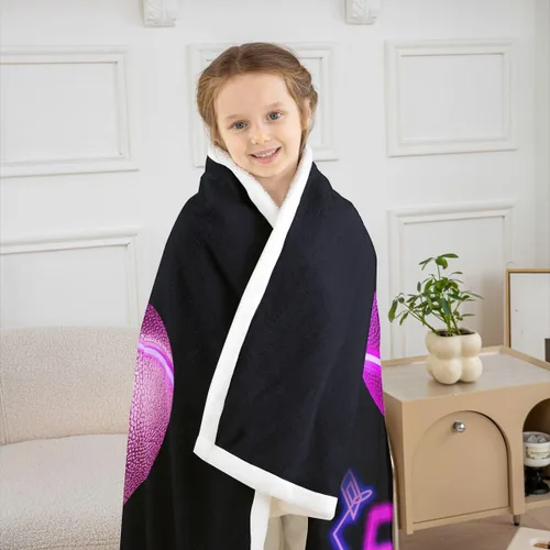 Vista 4 de Erosebridal Manta de baloncesto rosa para sofá para niños y niñas, manta de forro polar con temática deportiva, manta de sherpa brillante