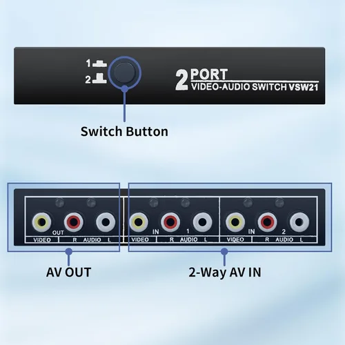 Vista 2 de BolAAzuL Interruptor RCA 2 en 1 salida de vídeo compuesto L/R Selector