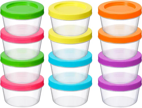 Vista 5 de Tanlade 24 recipientes pequeños de plástico de 7 onzas con tapas, reutilizables, para almacenamiento en congelador, caja de almuerzo, microondas