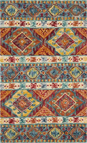Vista 14 de SAFAVIEH Aspen Collection APN502A - Alfombra decorativa de lana bohemia hecha a mano de 2 x 3 pies, color azul marino/marfil