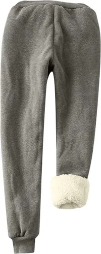 Vista 3 de Pantalones deportivos cálidos con forro de sherpa para mujer, pantalones deportivos de forro polar grueso, pantalones de yoga casuales con bolsillos