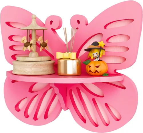 Vista 10 de Estante flotante Deor de pared con forma de mariposa, bonito estante de pared para habitación de niños, pequeño estante decorativo montado