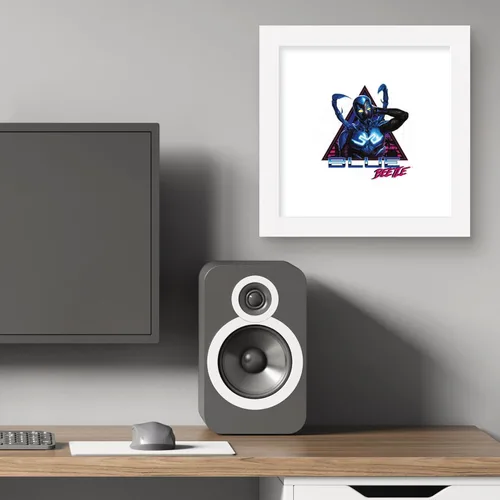 Vista 5 de Trends International Gallery Pops DC Comics Blue Beetle - Póster de pared retro Super Future, 12 x 12 pulgadas, versión de marco blanco