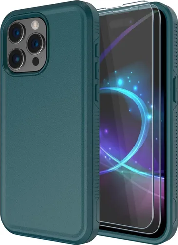 Vista 28 de Diverbox Funda para iPhone 15 Plus [a prueba de golpes] [a prueba de caídas] [protector de pantalla de vidrio templado], funda de protección
