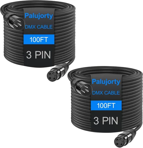 Vista 7 de Paquete de 10 cables DMX de 3 pines de 3.2 pies para luz de escenario y controlador