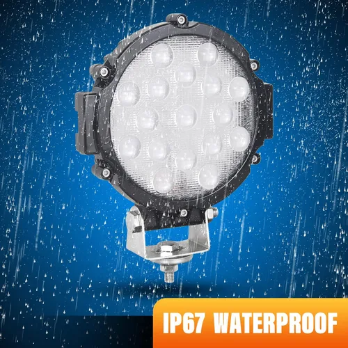 Vista 4 de Willpower 2 piezas 7 pulgadas 51 W negro punto haz redondo LED trabajo barra de luz DC 9-30 V para camión coche ATV SUV 4X4 Jeep camión lámpara