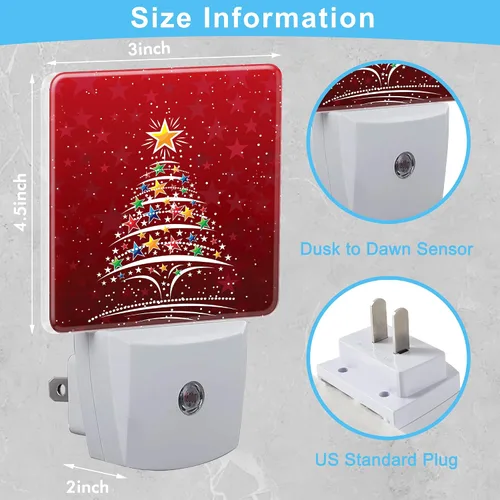 Vista 3 de Luz nocturna enchufable para árbol de Navidad con sensor automático de anochecer a amanecer, luces nocturnas cálidas para niños y niñas, dormitorio