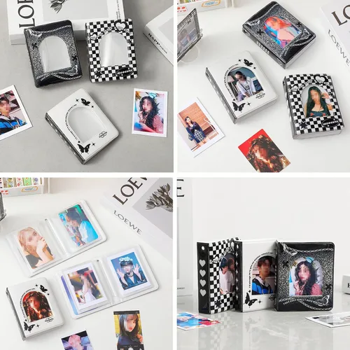 Vista 7 de Mini álbum de fotos de 40 bolsillos, soporte para tarjetas fotográficas Kpop de 3 pulgadas, carpeta pequeña para tarjetas fotográficas, carpeta