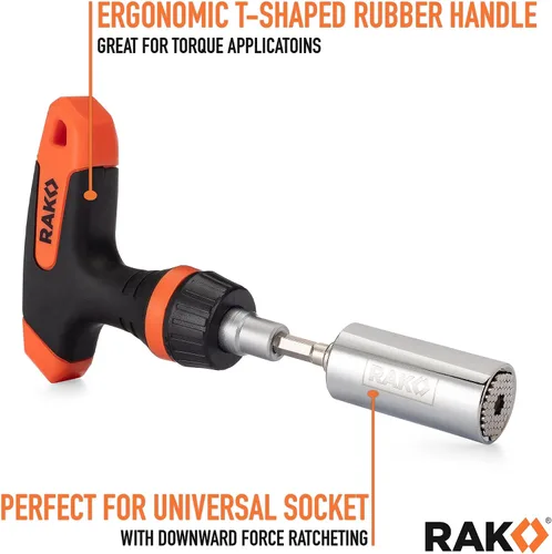 Vista 4 de RAK Universal Socket Grip (0.276 - 0.748 pulgadas) - Llave de trinquete multifunción, adaptador de taladro eléctrico de 15 piezas, conjunto
