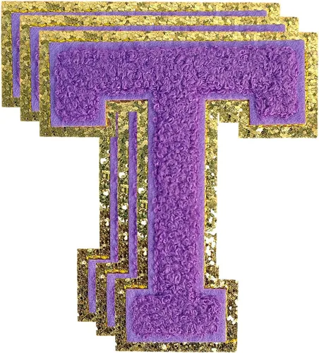 Vista 191 de 3 parches de letras de felpilla roja, parches de letras termo-adhesivas de 4-1/2" con brillantina para ropa, S