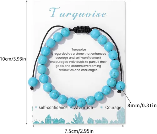 Vista 38 de Pulsera de cristal curativo para mujer de 0.315 in, pulsera de cuentas de cristal natural ajustable hecha a mano, joyería curativa, regalo