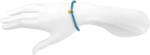 Vista 3 de Satya Jewelry pulsera elastizada, de 4 mm, latón chapado en oro, DoradoAzul, BG86-LOT