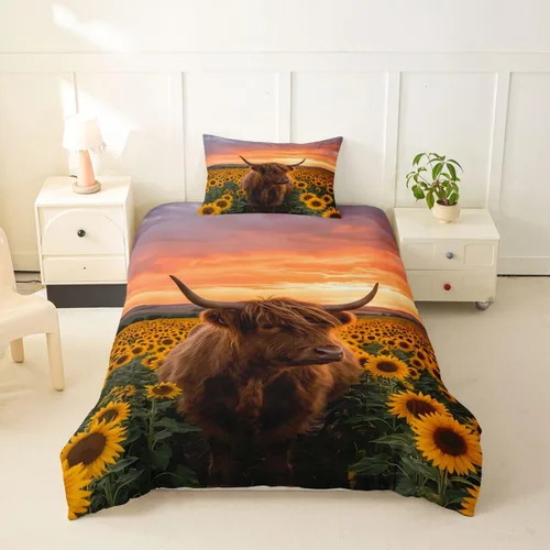 Vista 27 de Lindo juego de ropa de cama con dinosaurios, juego de funda de edredón con dibujos animados de cactus, funda de edredón decorativa, funda de edredón