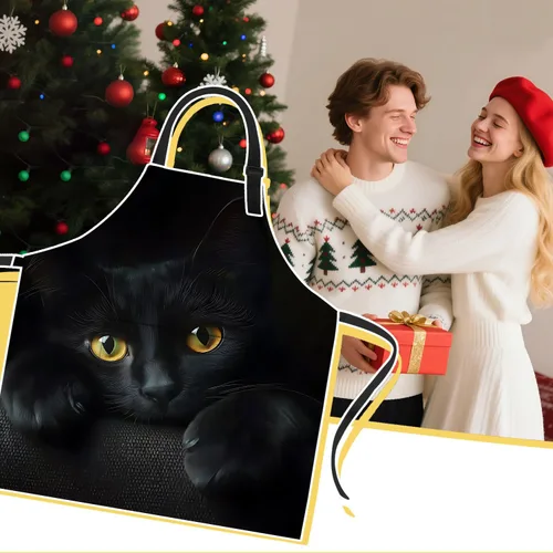 Vista 8 de ANNA QUEEN Delantal de Feliz Navidad para mujeres y hombres con bolsillos, delantal de muñeco de nieve, delantal de cocina ajustable para cocinero
