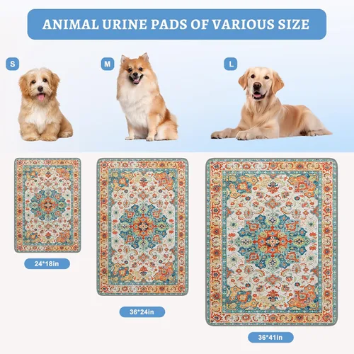Vista 5 de NOYAL Almohadillas bohemias lavables para orina de perro, superabsorbentes, reutilizables, con estampados elegantes, 100% impermeables, a prueba