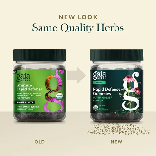 Vista 6 de Gaia Herbs Gomitas Rapid Defense - Apoya la salud inmunológica* - con propóleos, jengibre y equinácea - USDA Organic - 60 gomitas vegetarianas