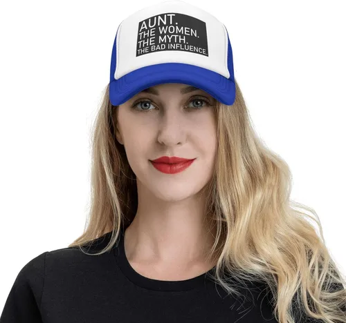 Vista 7 de YVNUM Men Women Baseball Hat Adjustable Aunt The Women The Myth The Bad Influence Mesh Trucker Cap Low Profile Dad Hat