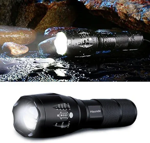 Vista 3 de Linterna impermeable LED táctica de grado militar de 5 modos de alto lúmenes (paquete de 4)