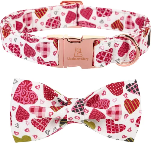 Vista 24 de Lionheart glory - Collar de perro de San Valentín, collares para perros con lazo, collares para mascotas ajustables con lazo para perros pequeños
