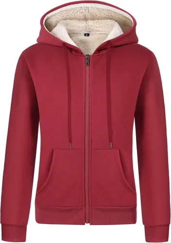 Vista 12 de Gihuo - Sudadera con capucha y cremallera para mujer, forro de Sherpa, chaqueta de invierno con forro polar cómoda Verde Armada (ArmyGreen)