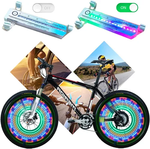Vista 5 de Luces de rueda de bicicleta, luces de rueda de bicicleta para conducción nocturna, reflector de radios de bicicleta, impermeable, 2 modos