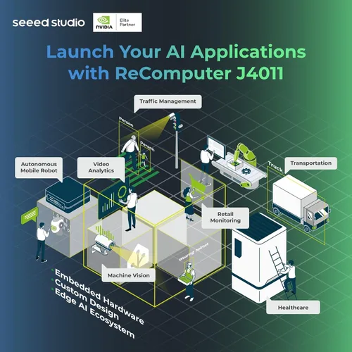Vista 9 de reComputer J4011-Edge Dispositivo AI con módulo NVIDIA Jetson Orin™ NX de 8 GB, 4xUSB 3.2, M.2 Key E y ranura Key M, carcasa de aluminio, sistema